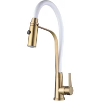 Смеситель для кухни Shevanik S943G-1 с гибким изливом, золотой матовый