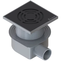 Душевой трап Boheme Smart Design 984-10-B 150x150/50 мм, с решеткой, перфорированный, черный матовый