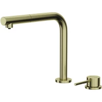 Смеситель для кухни Omoikiri Nara 2 Plus-S-LG 4994487 с подключением к фильтру, выдвижным изливом, светлое золото