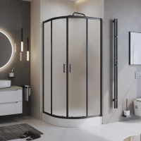 Душевой уголок BelBagno Uno UNO-195-R-2-90-P-NERO 90x90 см, профиль черный матовый, стекло текстурное