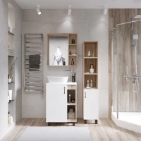 Комплект мебели дуб сонома/белый матовый 67 см Grossman Флай 107001 + 507001 + GR-3019 + 207001