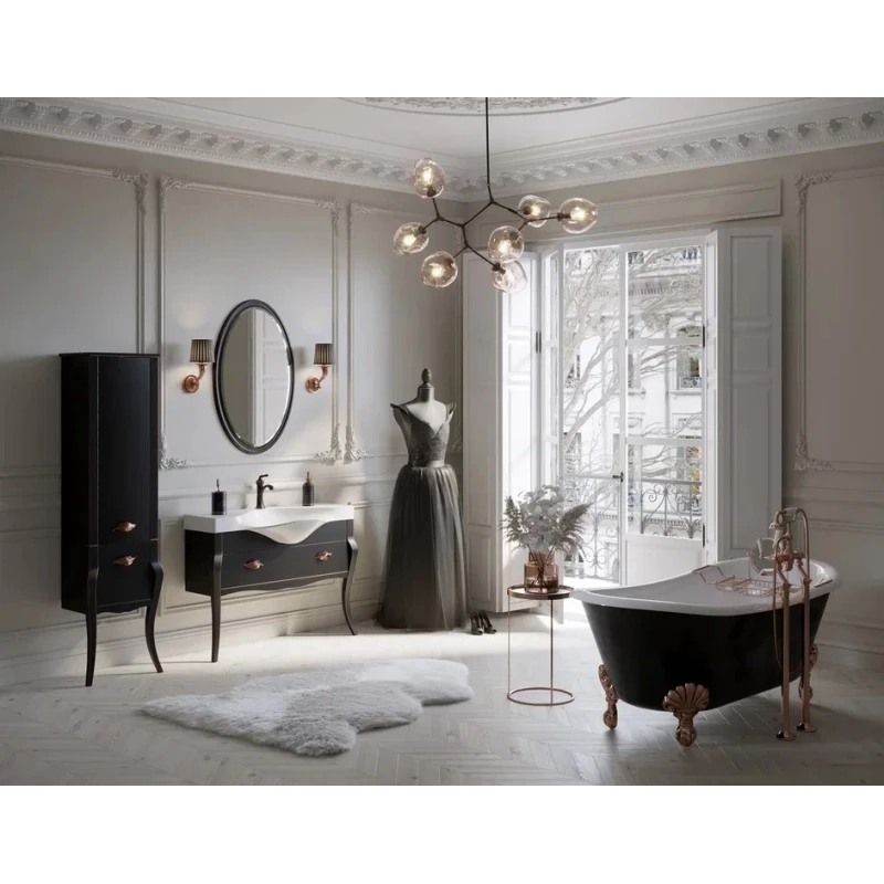 Комплект мебели черный матовый 114,1 см Clarberg Borgia BOR0111BLK + Brw.11.04.D + BOR0210BLK