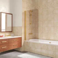 Шторка на ванну Vegas Glass EV LUX 70 09 05 L 70 см L, профиль золотой, стекло бронза