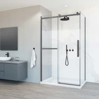 Душевой уголок Vincea Como Soft VSR-1CS9012CLGM 120x90 см, профиль вороненая сталь, стекло прозрачное