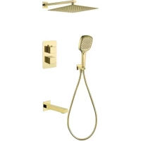 Душевой комплект Grocenberg GB5050GO 300 мм, с термостатом, золотой