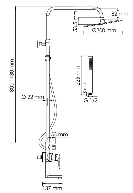 Душевая система 300 мм WasserKRAFT A166.116.137.087.CH - фото 3