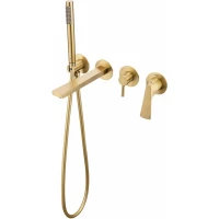 Смеситель для ванны Raglo R07.32.03 встраиваемый, с душевым гарнитуром, золотой матовый