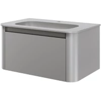 Тумба с раковиной Armadi Art Voi Luna 782-080-L + 786-080-L 82 см, подвесная, серый матовый