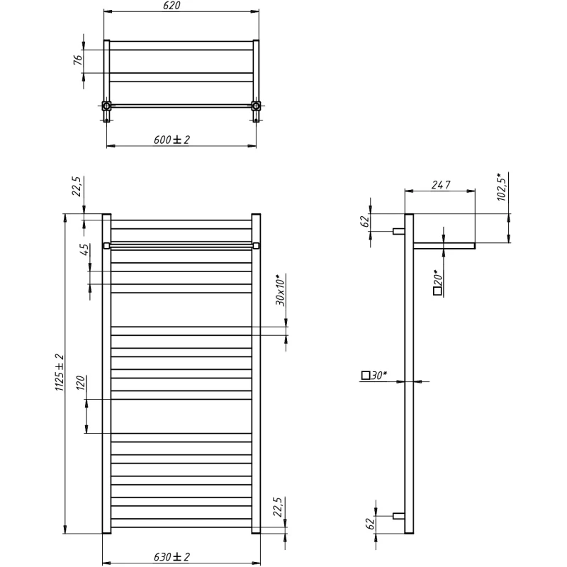 Полотенцесушитель электрический Grota Comfort 4650186715937 1125x630, ТЭН левый/правый, белый матовый Полотенцесушитель электрический Grota Comfort 4650186715937 1125x630, ТЭН левый/правый, белый матовый