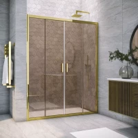 Душевая дверь Vegas Glass Z2P TUR NOVO 190 09 05 190 см, профиль золотой, стекло бронза