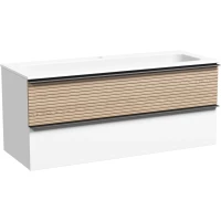 Тумба с раковиной Sancos Delta DL120W + CN7017 121 см, подвесная, светлый дуб/белый матовый