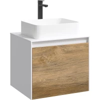Тумба с раковиной белый глянец/дуб балтийский 61 см Aqwella 5 Stars Mobi MOB0106W + MOB0706DB + 641945