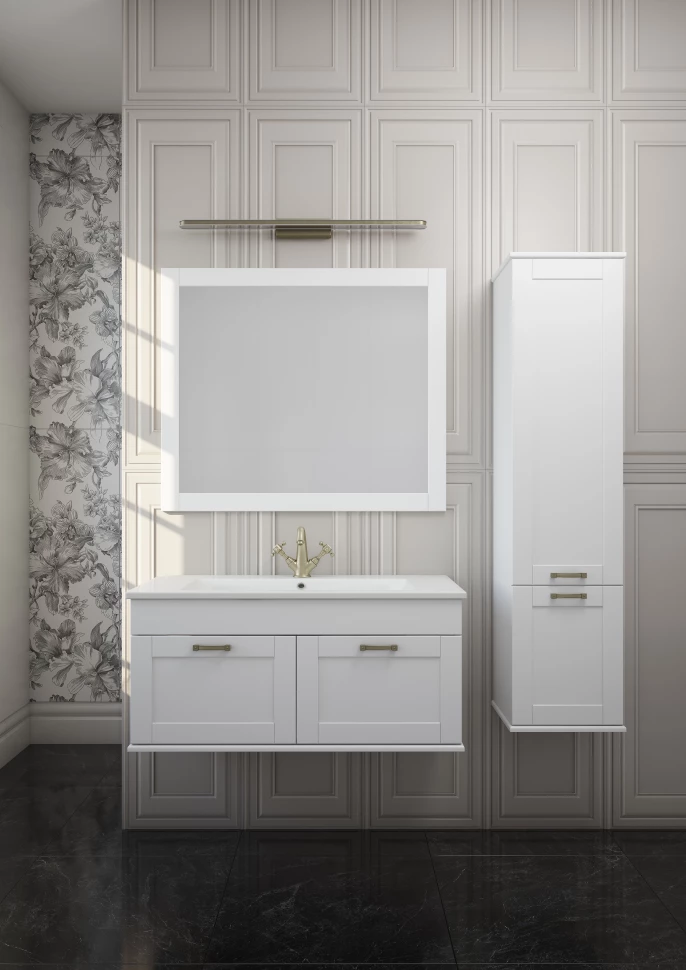 Комплект мебели белый матовый 95 см Sanflor Ванесса C15327 + C15326 зеркало 93 8x80 см индиго матовый sanflor ванесса c15329