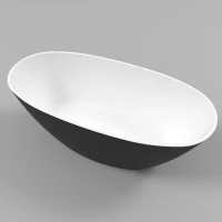 Ванна из литьевого мрамора Whitecross Onyx B 0205.160075.20100 160x75 см, отдельностоящая, белый матовый/черный матовый