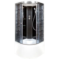 Душевая кабина 90x90x220 см Deto BM4590BLACK матовое с прозрачным узором