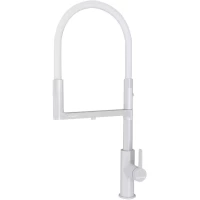 Смеситель для кухни Paulmark Tornado To213402-WH с подключением к фильтру, гибким изливом, белый матовый