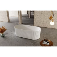 Ванна из литьевого мрамора Abber Stein AS9601 170x75 см, отдельностоящая, белый