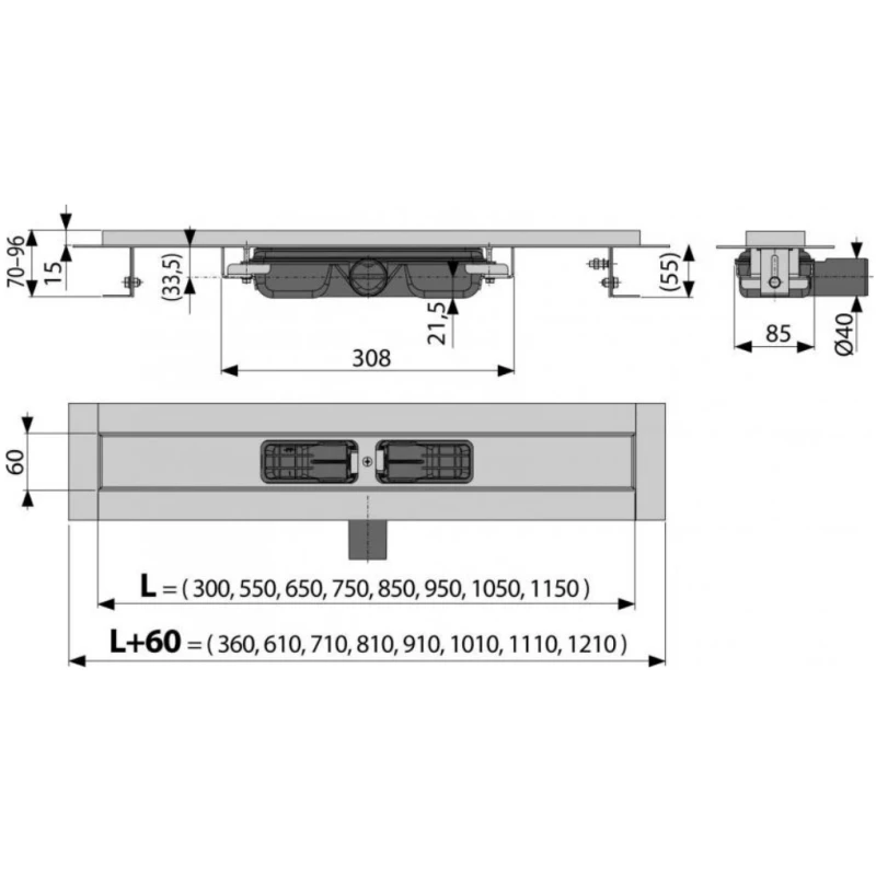 Душевой канал 1044 мм глянцевый хром AlcaPlast APZ101 Dream APZ101-1050 + DREAM-1050L