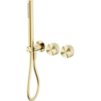 Смеситель для ванны Feramolli Sole S680GL CoolStart, встраиваемый, с душевым гарнитуром, золотой матовый