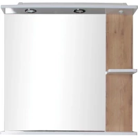 Зеркало ASB-Mebel Альпина 11768 77,2x72,2 см, с подсветкой, выключателем, белый/дуб золотой
