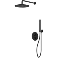 Душевой комплект Whitecross Y YSET08BL 300 мм, с термостатом, черный матовый