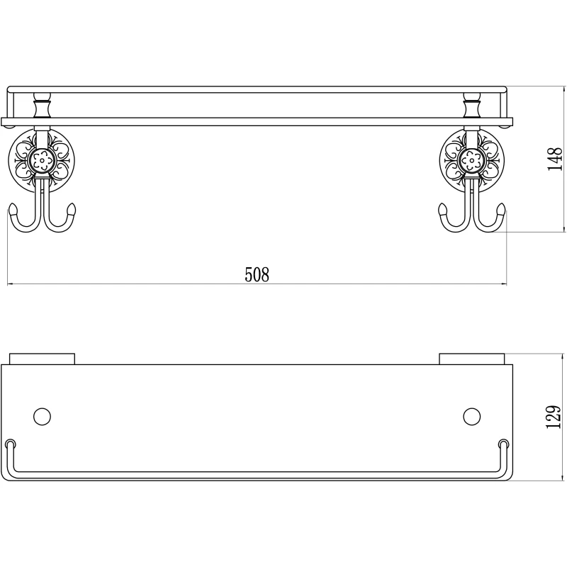 Полка стеклянная 50,8 см Savol 58B S-005891B