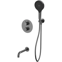 Термостат для ванны Whitecross Y YSET10TOPGM встраиваемый, с душевым гарнитуром, оружейная сталь