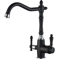 Смеситель для кухни Zorg SH 812 BLACK CR с подключением к фильтру, хром/черный