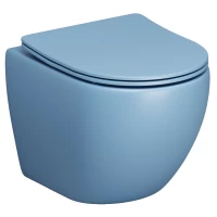 Унитаз подвесной Grossman GR-4455BSMS безободковый, с сиденьем микролифт, голубой матовый