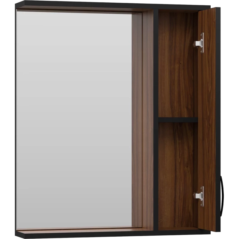 Зеркальный шкаф Misty Кедр П-Кед04060-011П 60x72 см R, черный матовый/орех