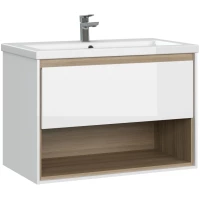 Тумба белый глянец/дуб 76,2 см Cersanit Louna SZ-LOU-CO80/Wh