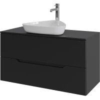 Тумба с раковиной Orange Line Li-100TubMDF+B07-500W 100,4 см, подвесная, со столешницей, черный матовый