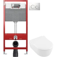 Комплект подвесной унитаз Villeroy & Boch Avento 5656RSR1 + система инсталляции Tece 9300302 + 9240921