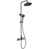 Душевая система Wonzon & Woghand Plate WW-C3017-A-BGG 230 мм, с термостатом, темный графит матовый