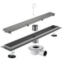 Душевой трап (лоток) Savol S-DL01Q-30 30 см, с решеткой, 2 в 1 под плитку, графит