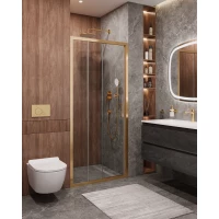 Душевая дверь Cezares Molveno MOLVENO-BF-3-100-C-BORO-IV 100 см, профиль золотой матовый, стекло прозрачное