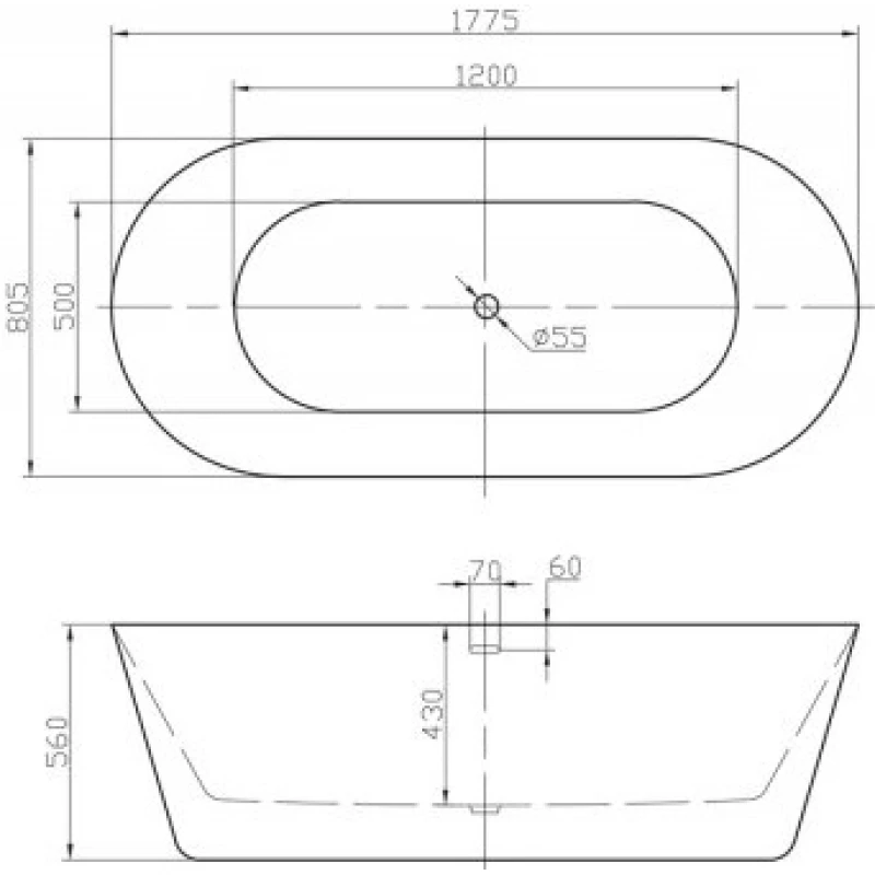 Акриловая ванна 177,5x80,5 см BelBagno BB306-1775