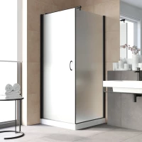 Душевой уголок Vegas Glass EP-Fis LUX 80*110 02M 10 L 80x110 см L, профиль черный матовый, стекло сатин