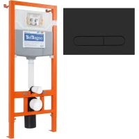 Инсталляция для унитаза BelBagno Prospero BB002-80/BB007-PR-NERO.M с кнопкой смыва, черный матовый