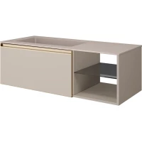 Тумба с раковиной Armadi Art Quatro Daphne 790-M6-120-D-MG + 793-120-D-L 121 см L, подвесная, бежевый матовый