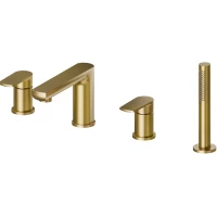 Смеситель на борт ванны Newform Haka 72082C.59.097 с душевым гарнитуром, золотой матовый