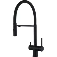 Смеситель для кухни Grocenberg GB4096BL с подключением к фильтру, гибким изливом, черный матовый