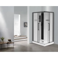 Душевая кабина Esbano Muse ESM-129CKR (Right) ESKM129CKRR 120x90x215 см L, с крышей, низкий поддон, профиль черный матовый, стекло прозрачное