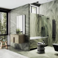 Шторка на ванну MaybahGlass MGV-648-6 40,5 см R, профиль черный матовый, стекло матовое