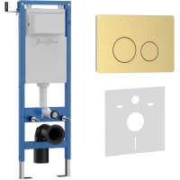 Инсталляция для унитаза Iberica Blanca Silencio Mini Inox-O IB.001M.815 с кнопкой смыва, золотой матовый