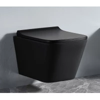 Унитаз подвесной CeramaLux 5171MB безободковый, с сиденьем микролифт, черный матовый