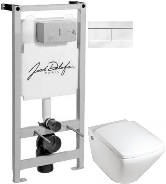 Комплект подвесной унитаз Jacob Delafon Escale E1306-00 + система инсталляции Jacob Delafon E5504-NF + E4316-00 SETE130600/9/00 - фото 1