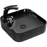 Раковина-чаша CeramaLux D1305H004 42,5x42,5 см, накладная, черный глянец