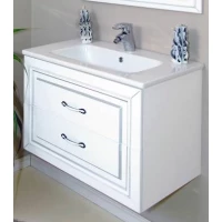 Тумба с раковиной белый матовый серебряная патина 78 см Atoll Валери