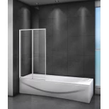 Изображение товара шторка на ванну cezares relax relax-v-2-80/140-c-bi 80 см, профиль белый глянец, стекло прозрачное
